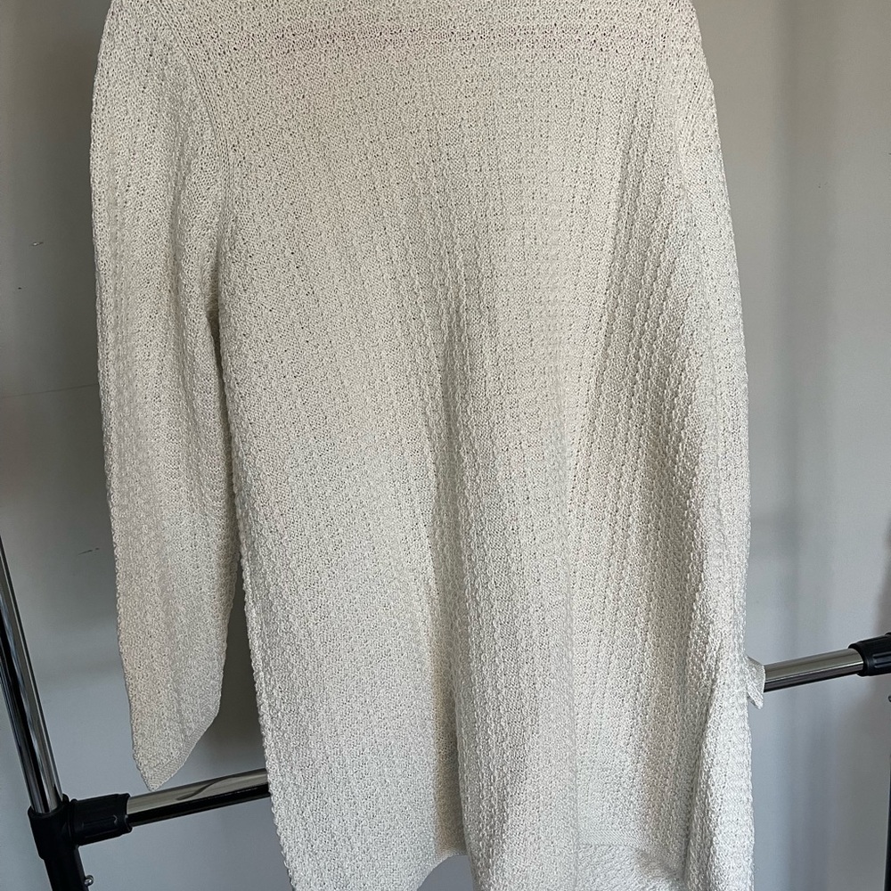 Talbots Ivory Textured Long Cardigan with Buttoned Pockets - Picture 4 of 4